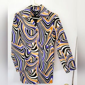 Ideology Denim Retro Vintage Y2K Psychedelic Hippie Jean Jacket Blazer Sz XS